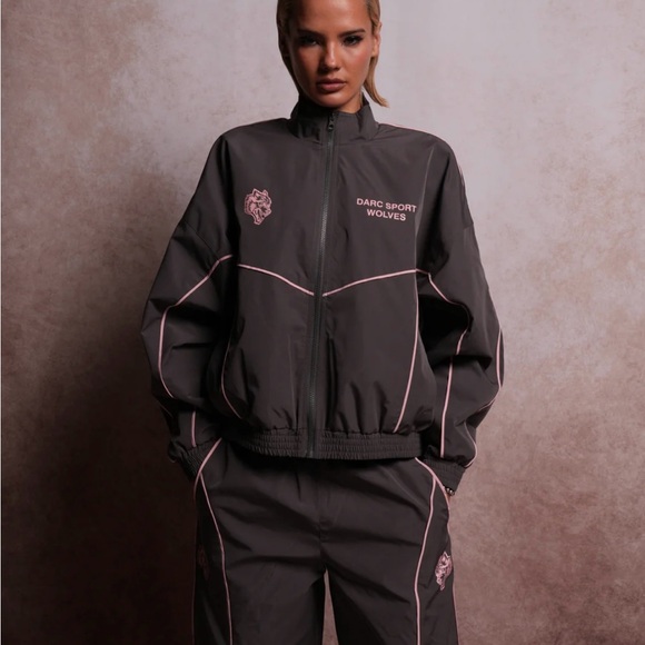 Darc Sport Women's Bomber Jacket in Charcoal with Pink Highlights - Picture 5 of 5